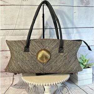Vetiver Black/Tan Handmade Loomed Shoulder Handbag Purse NWOT